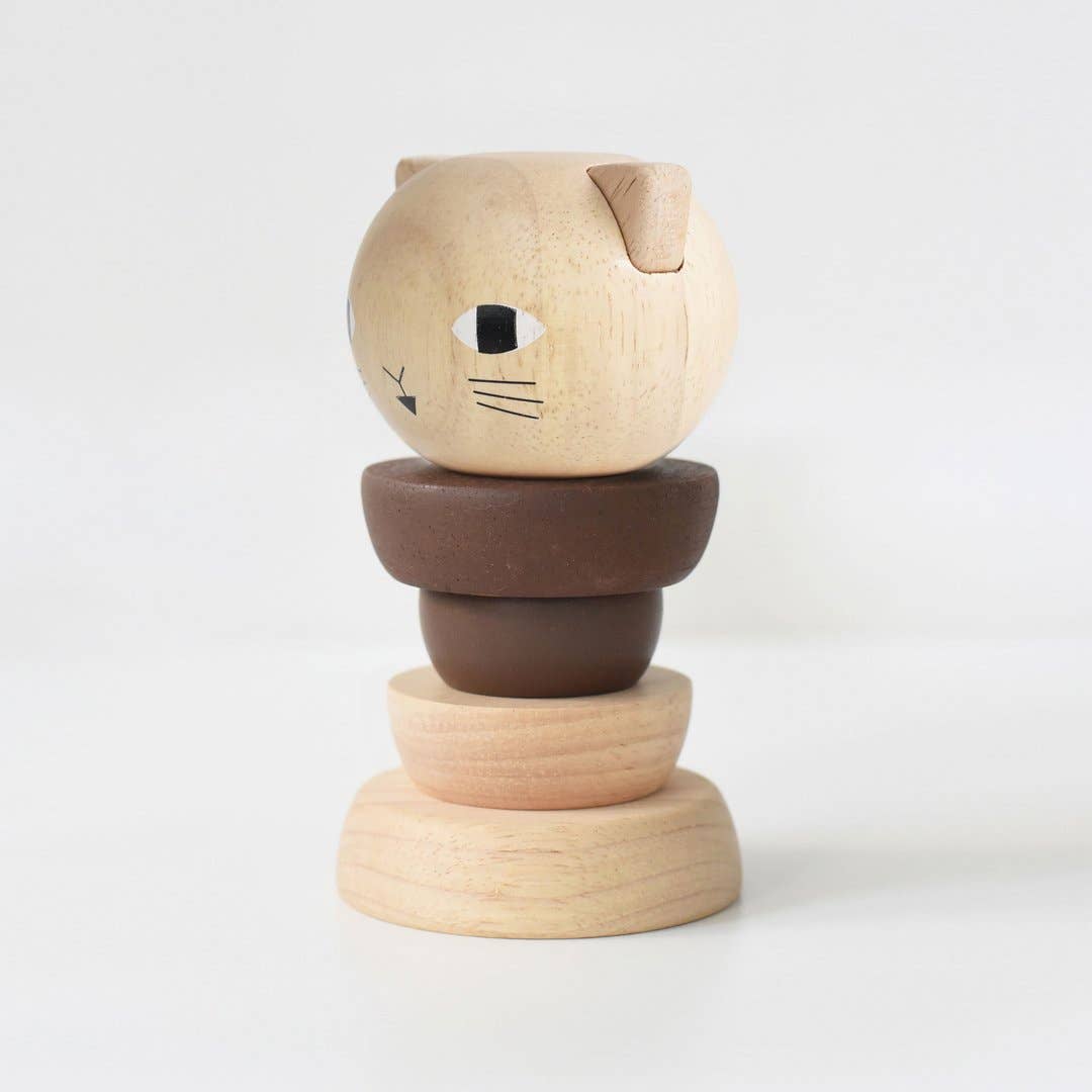 Wooden Ring Stacker - Cat