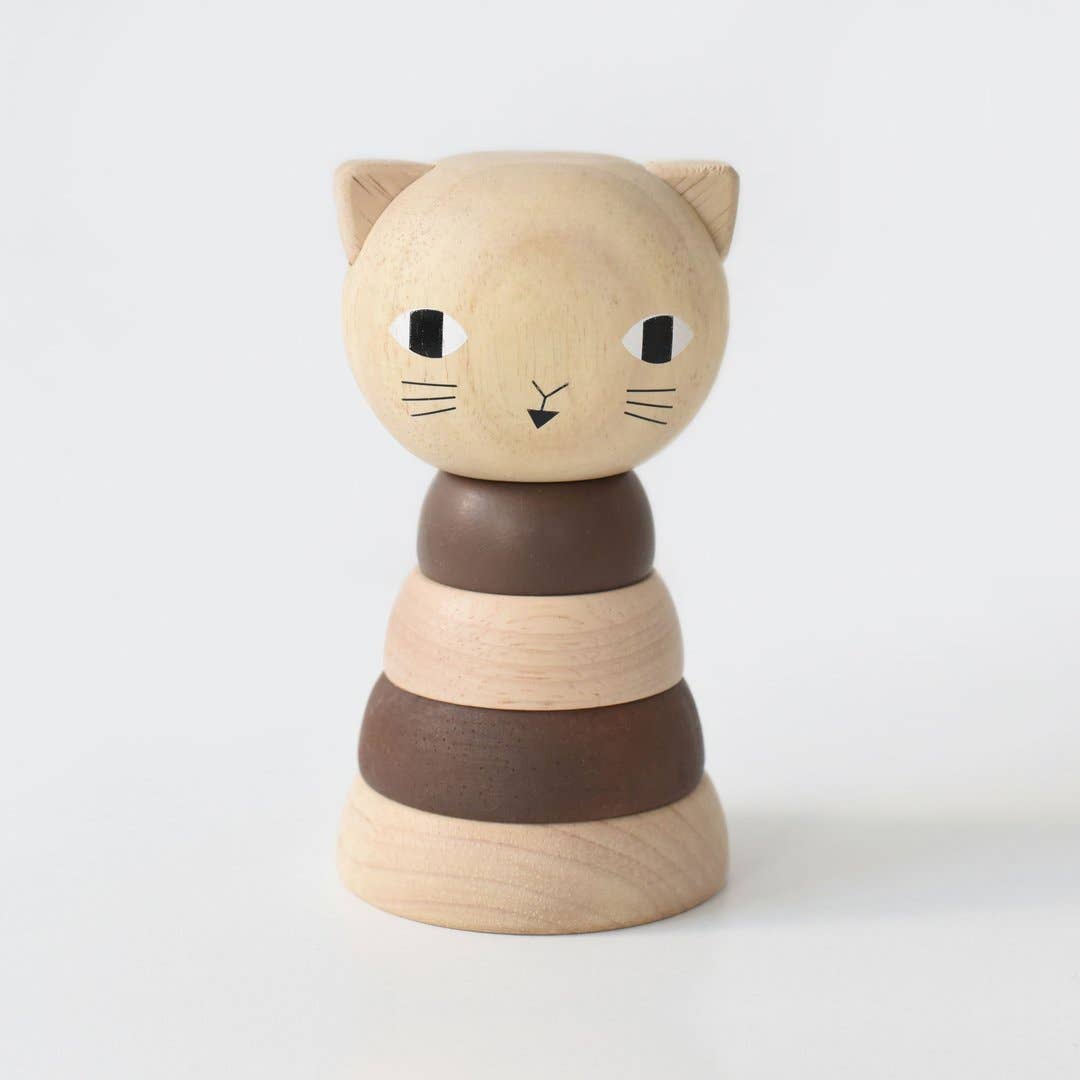 Wooden Ring Stacker - Cat
