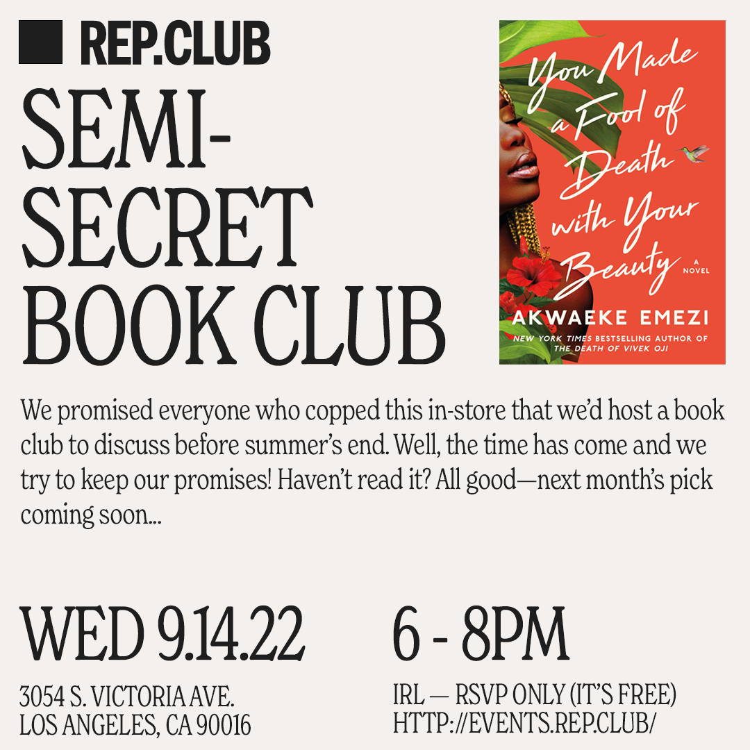 Rep Book Sep 14th EVENT: Semi-Secret BOOK CLUB // You Made a Fool of Death With ...